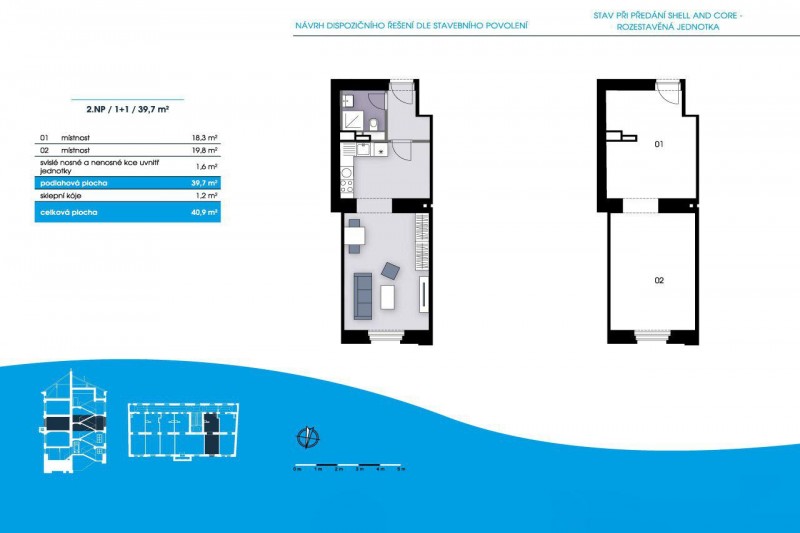 Byt 1+1, 39m2, Smíchov