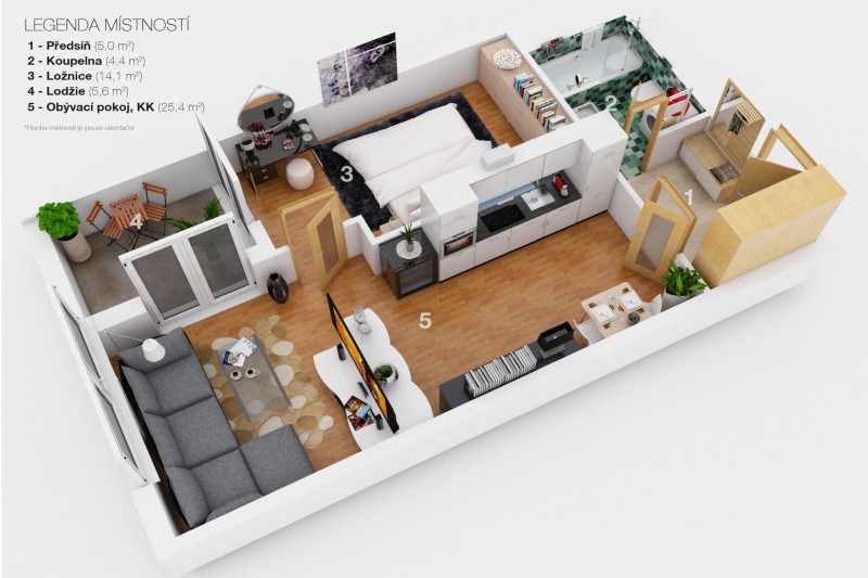 Two-bedroom Apartment 2+kk, 50.6m2